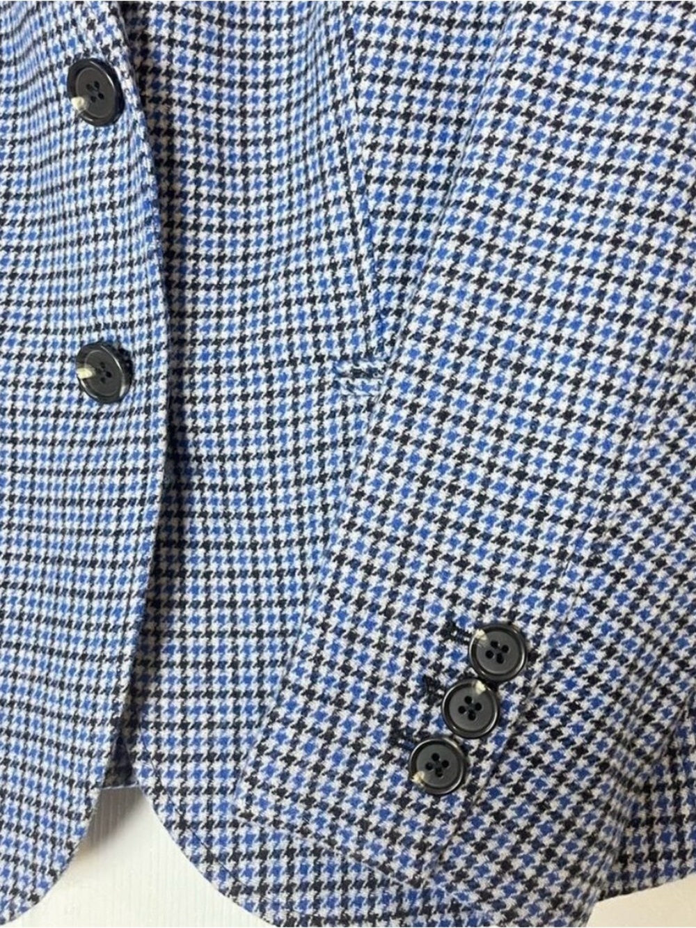 Talbots Aberdeen Classic Houndstooth Blue Tweed Blazer Jacket - Women - Picture 7 of 8